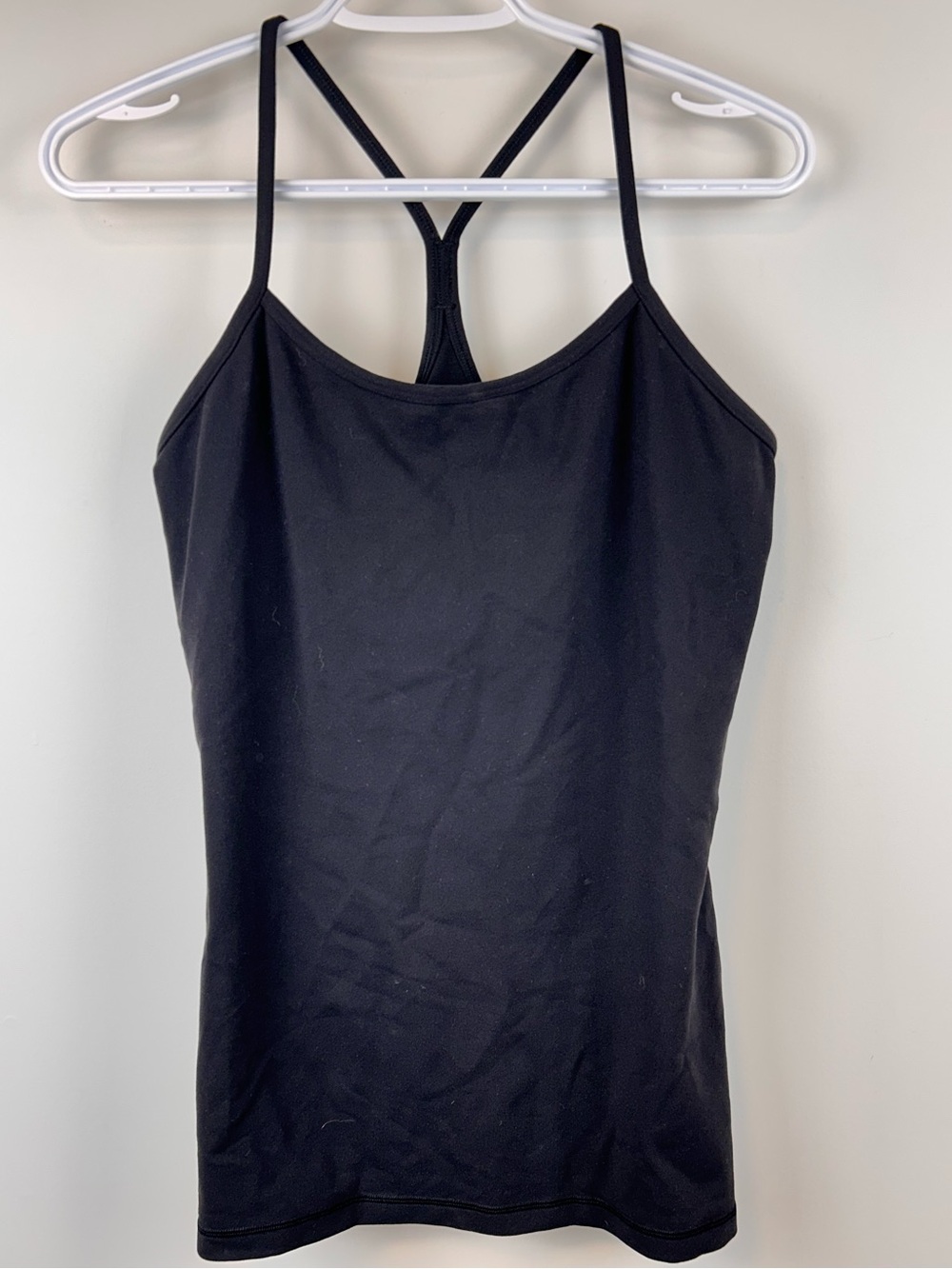 Lululemon Power Y Tank Top Black Racerback Shelf Bra Size 10